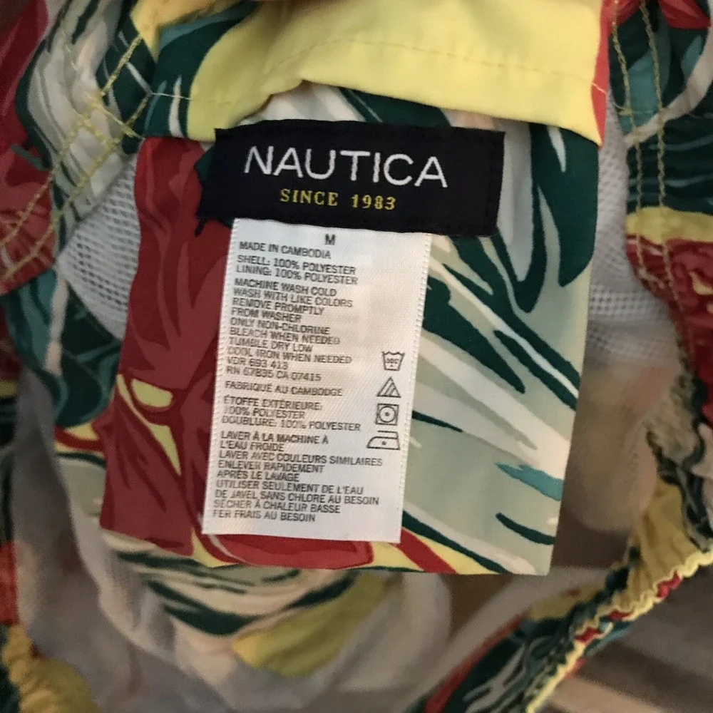 Nautica Swim Trunks  Floral Pattern Print Mens Medium 32w‎ Mesh Lined Swimming